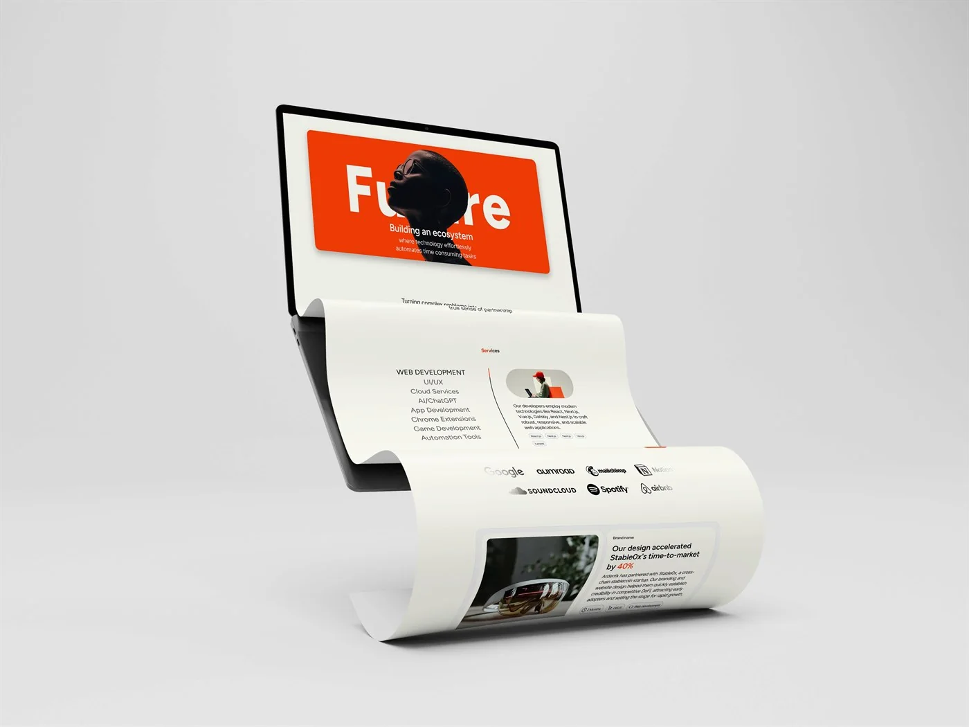 Agency website homepage design shown on a laptop