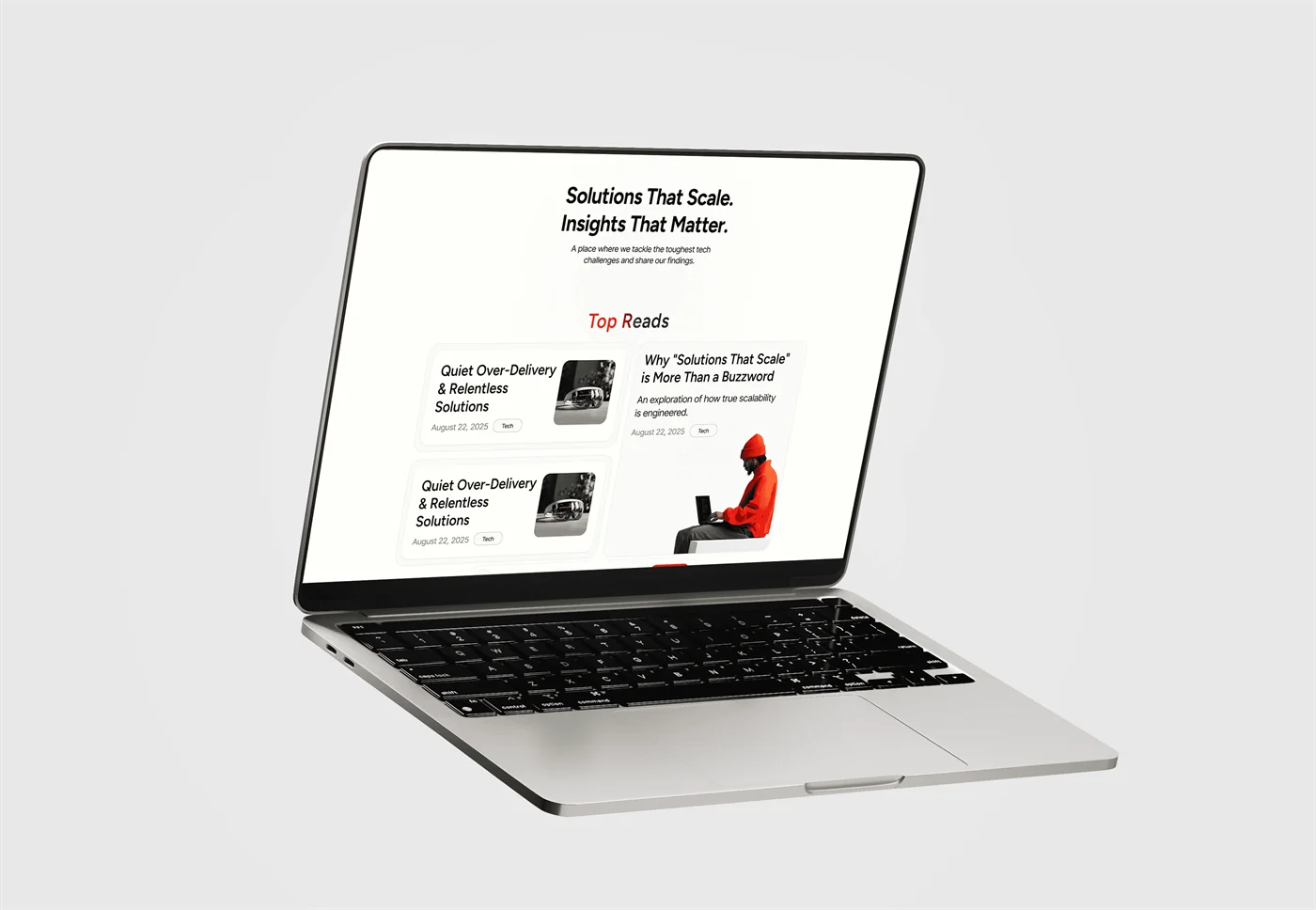Blog and insights page design shown on a laptop