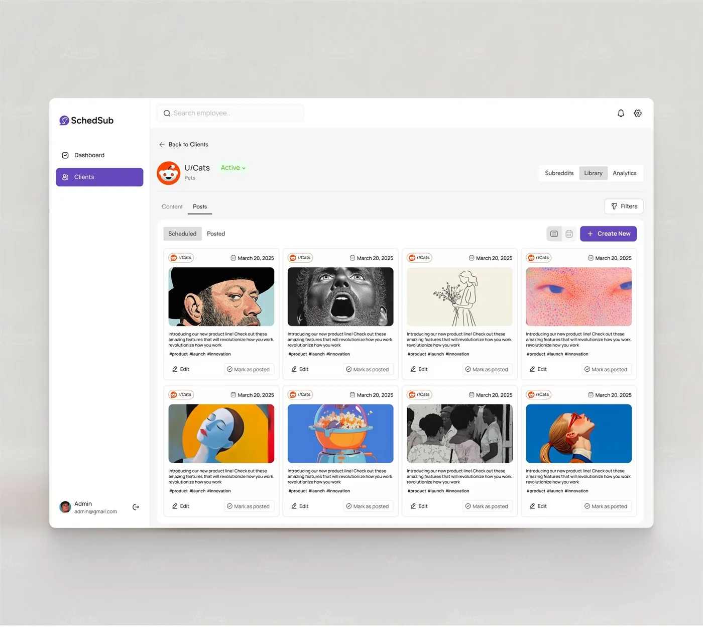 SchedSub social scheduling dashboard